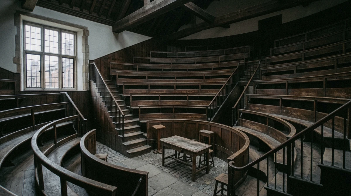 Dark wooden specimen cases and a galleried Victorian medical museum interior in Edinburgh, where the Burke and Hare material from the 1828 anatomy murders is displayed