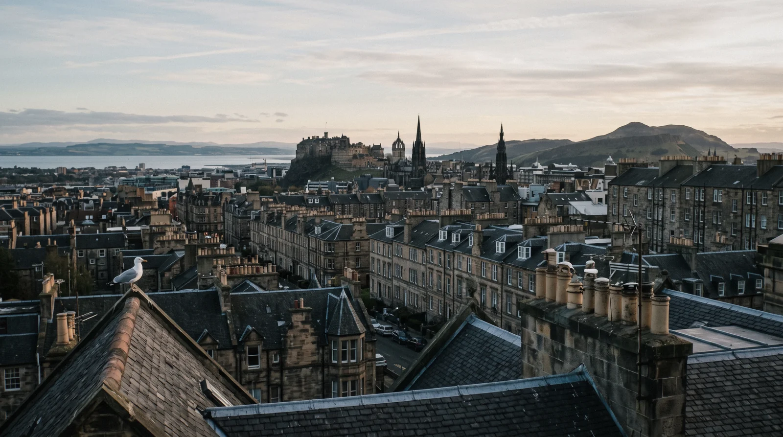 The medieval ridge of tenements above the Grassmarket seen from the west, one of the Edinburgh neighbourhoods this area guide compares, with the castle rock behind